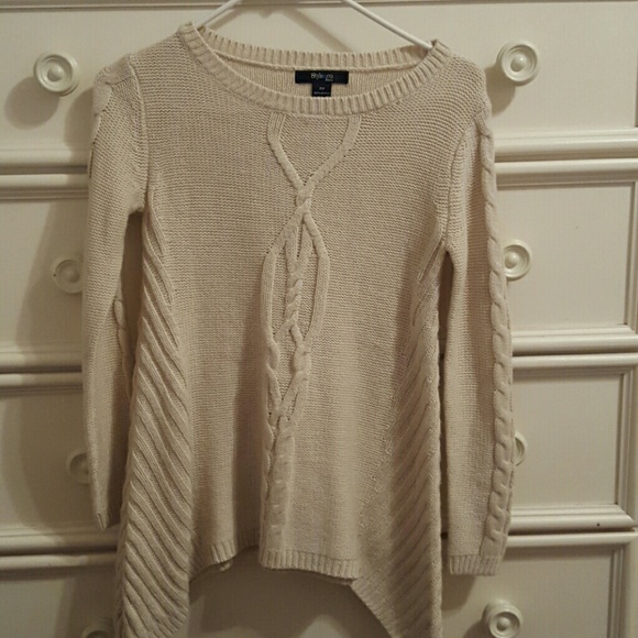 Cream colored, high-low sweater