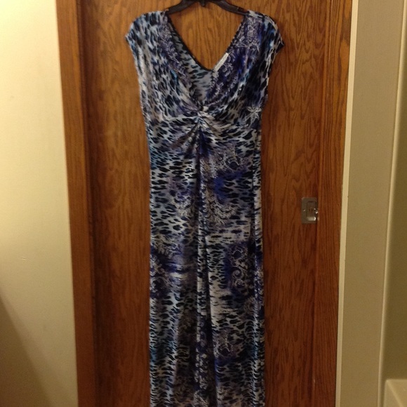 Blue animal print maxi dress