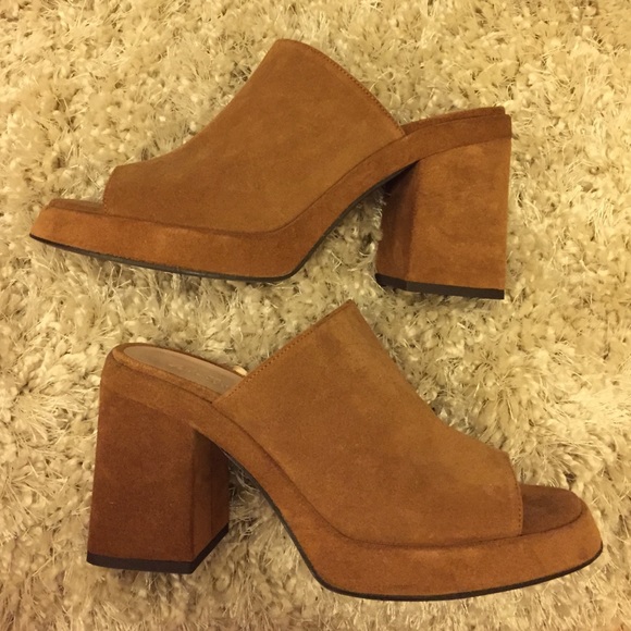 Zara suede peep toe mules