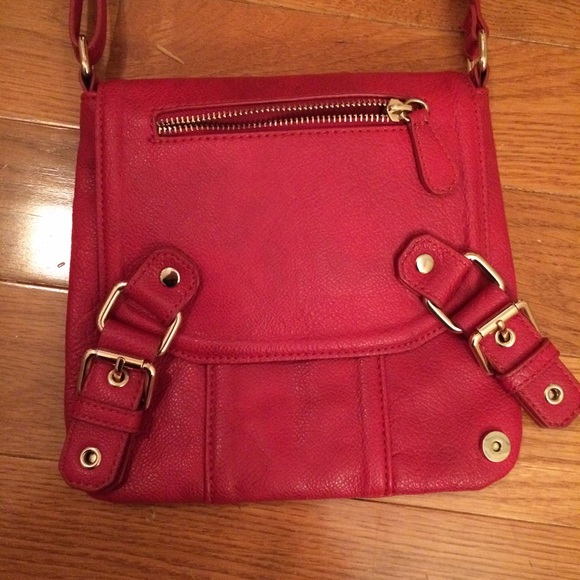 Red Faux Leather Cross-Body Bag