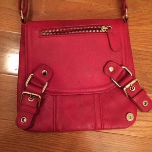 Red Faux Leather Cross-Body Bag