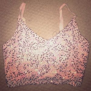 Urban outfitters sequin silver/white crop top M