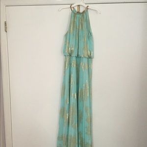 Green and Gold goddess dress