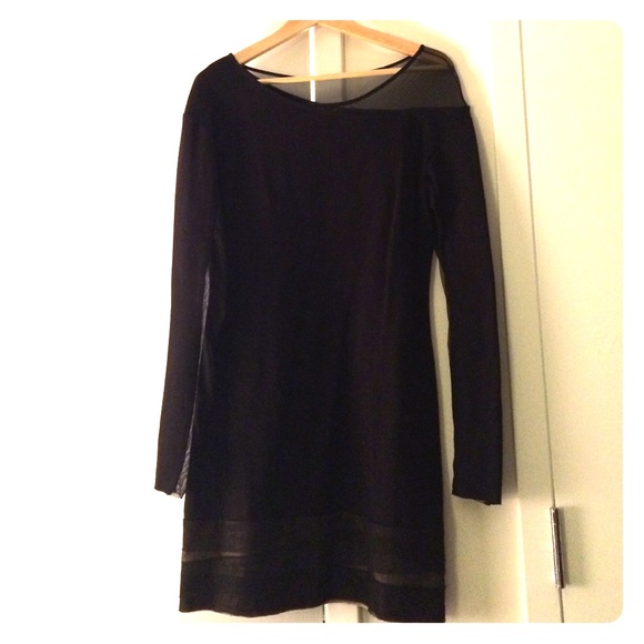 Bcbgmaxazria black dress with layered chiffon