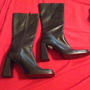 Nine West Black Leather boots 5 women's