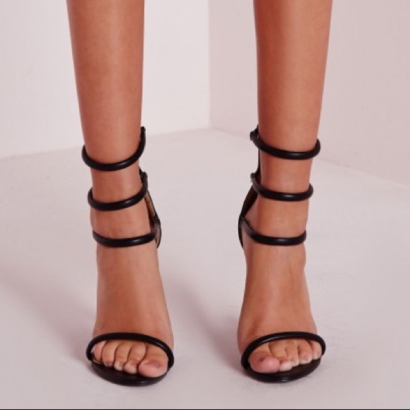 Four Strap Barely There Sandals - Black - Size 8