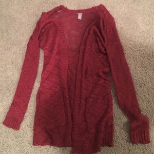 maroon long cardigan