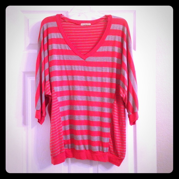 Coral and Tan striped shirt