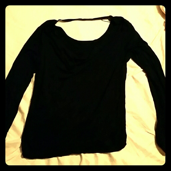 Black long sleeve swoop neck shirt