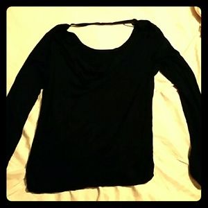 Black long sleeve swoop neck shirt