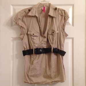 Khaki Top with Belt