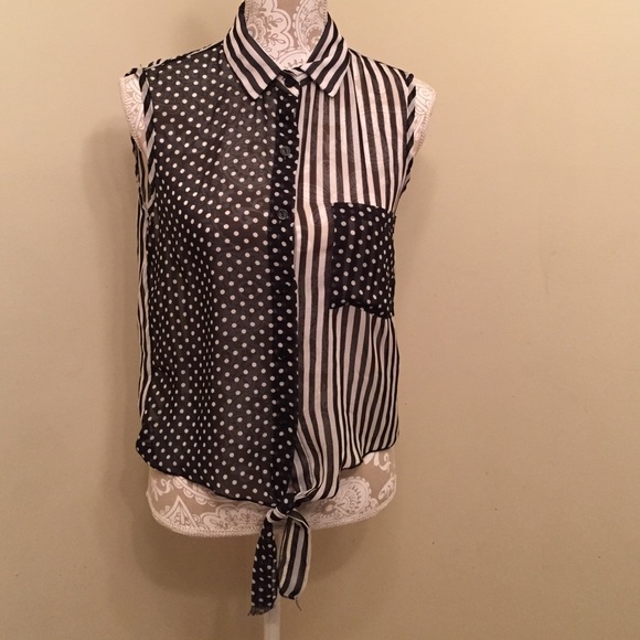 Lovely day Tops - Black and white chiffon shirt