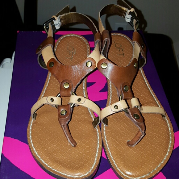 Ann Taylor Loft brown and tan leather sandals