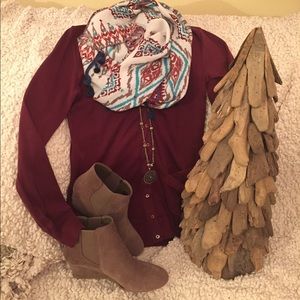 JCrew Perfect Fit Winter Wine Cardigan