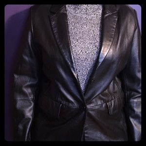 💯% genuine leather Black leather blazer