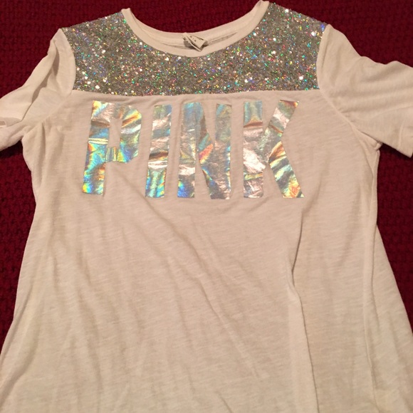 White /sequin PINK shirt from Victoria's Secret