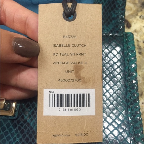 Cole Haan Isabelle clutch, teal snake print