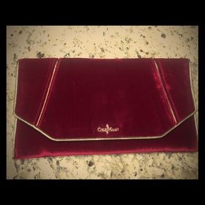Cole Haan Masquerade red velvet envelope clutch