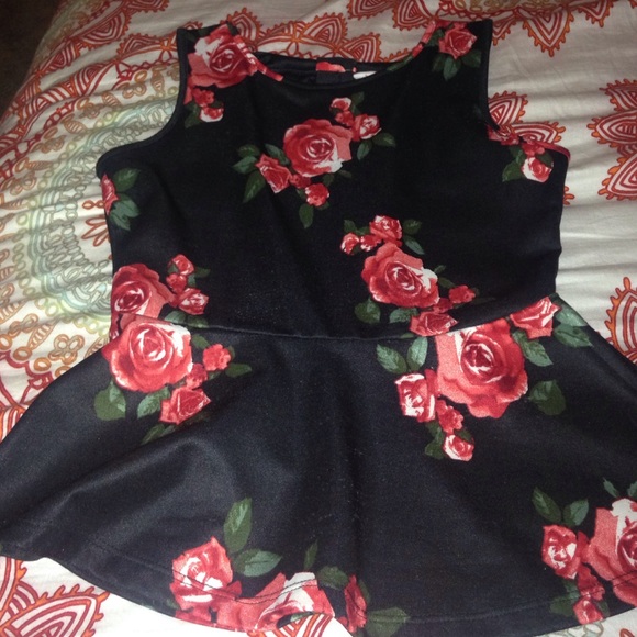 Black with floral tank top
