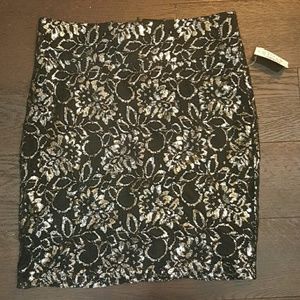 Silver and black lace mini skirt