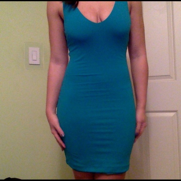 Sexy teal studded dress - Picture 2 of 4