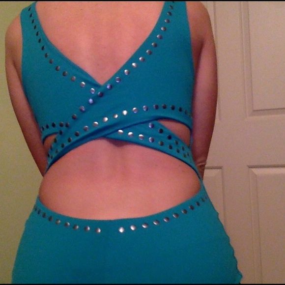 Sexy teal studded dress - Picture 4 of 4