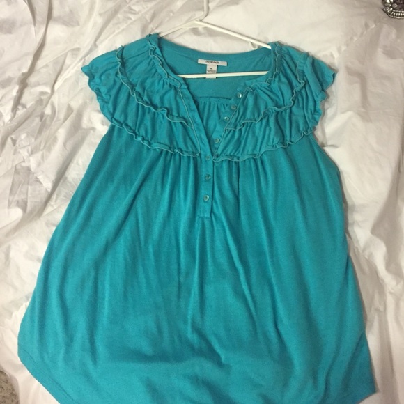 Rouched Sleeveless Turquoise Shirt