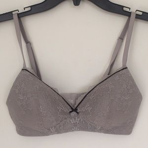 Gray lace bra
