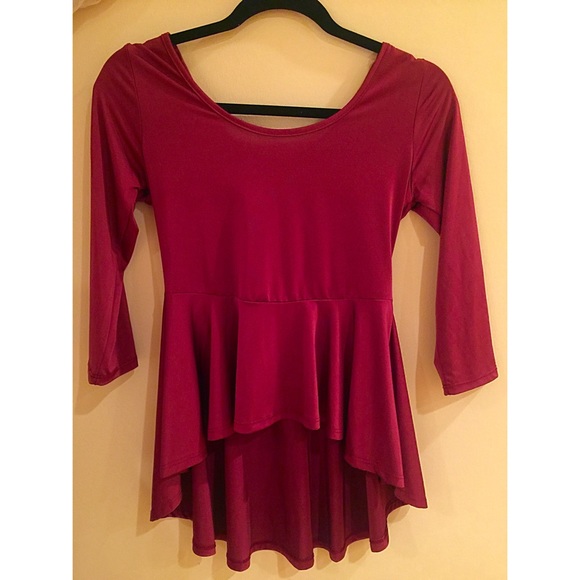 Deep Red Peplum Top