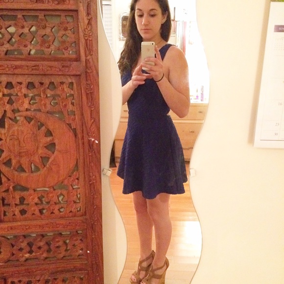 Short Blue Criss Cross Cut Out Dress