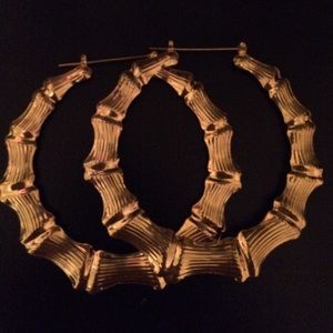 Large Gold Bamboo Earrings