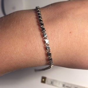 14kt White Gold Heart Chain Bracelet 7" HOLD