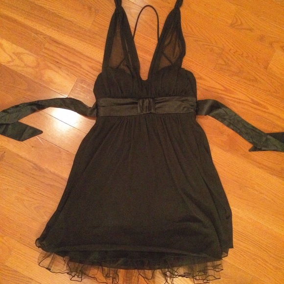 Black Halter Top Tie Back Semi Formal Dress