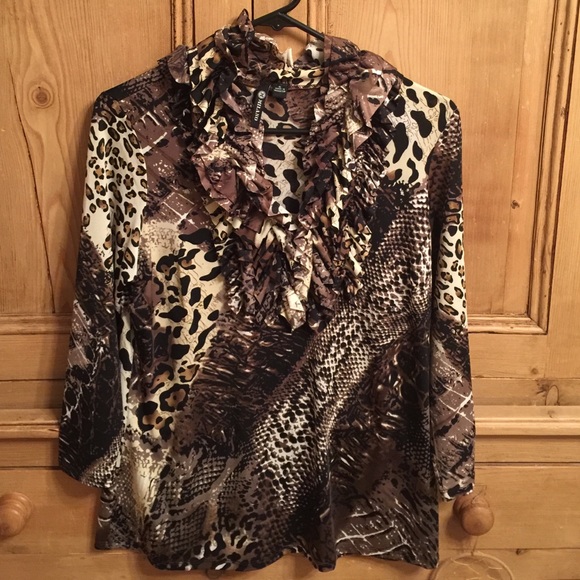 Animal Print Ruffled Blouse size small