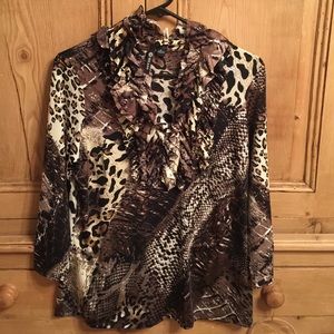 Animal Print Ruffled Blouse size small