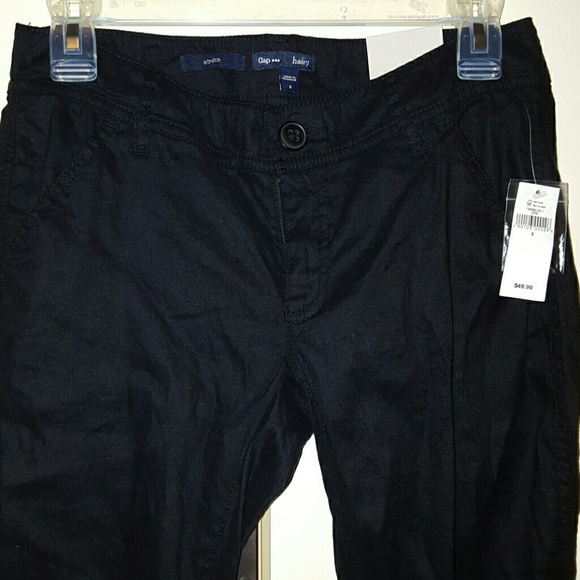 GAP Hadley fit linen black ankle cuffed pants. 58%