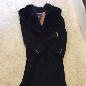 Fur length black express coat