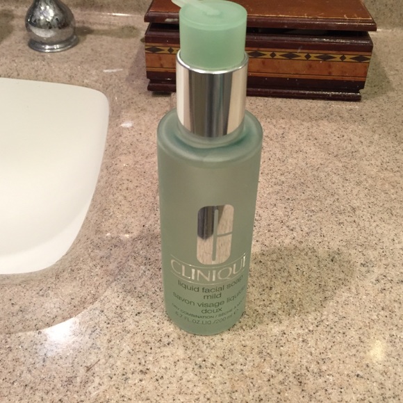 Clinique liquid mild facial soap.