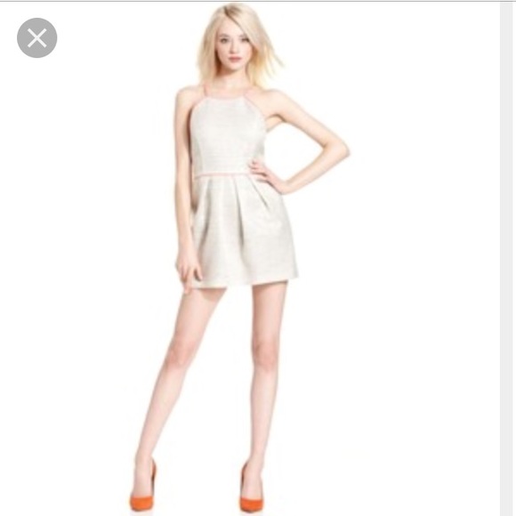 Rachel Roy Sleeveless Halter Tweed Silver Dress L