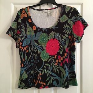 Floral and Sequin Top
