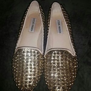 Steve Madden Gold Studded Flats