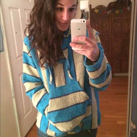 Bright Blue and Green Drug Rug