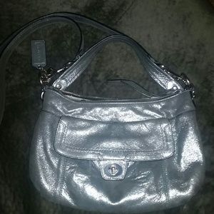 Authentic Silver Coach Crossbody Bag.