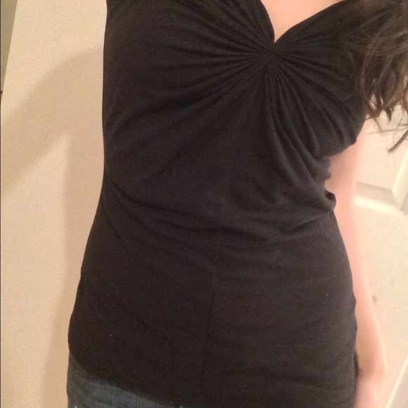 Black Scrunch Detail Tank Top