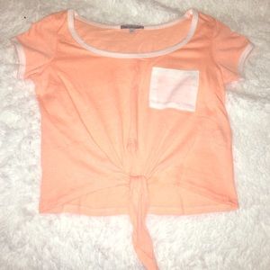 Charlotte Russe Orange Sherbet Tie Crop Top