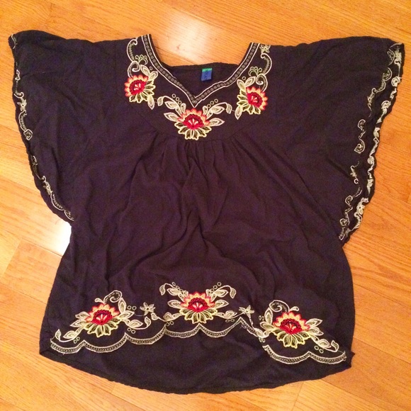 Beautiful Butterfly Sleeve Embroidered Blouse