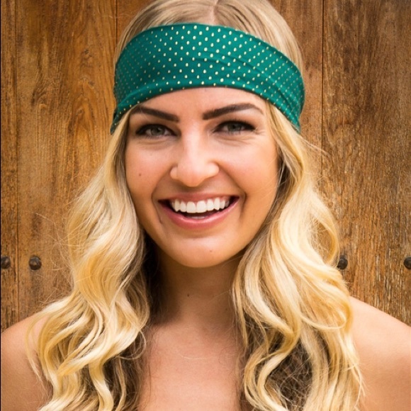 Stacie Emerald Green with Gold Dots Headband