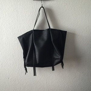 black fringe tote