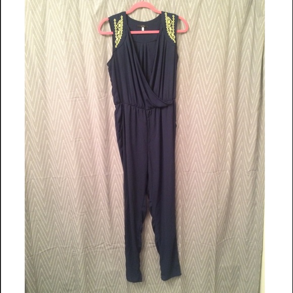 Quinn Navy/lime green Jumpsuit