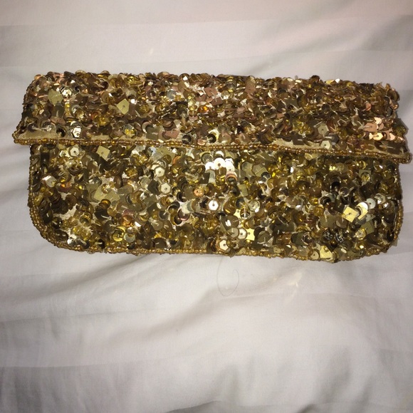 Arden B Gold Sequin Clutch
